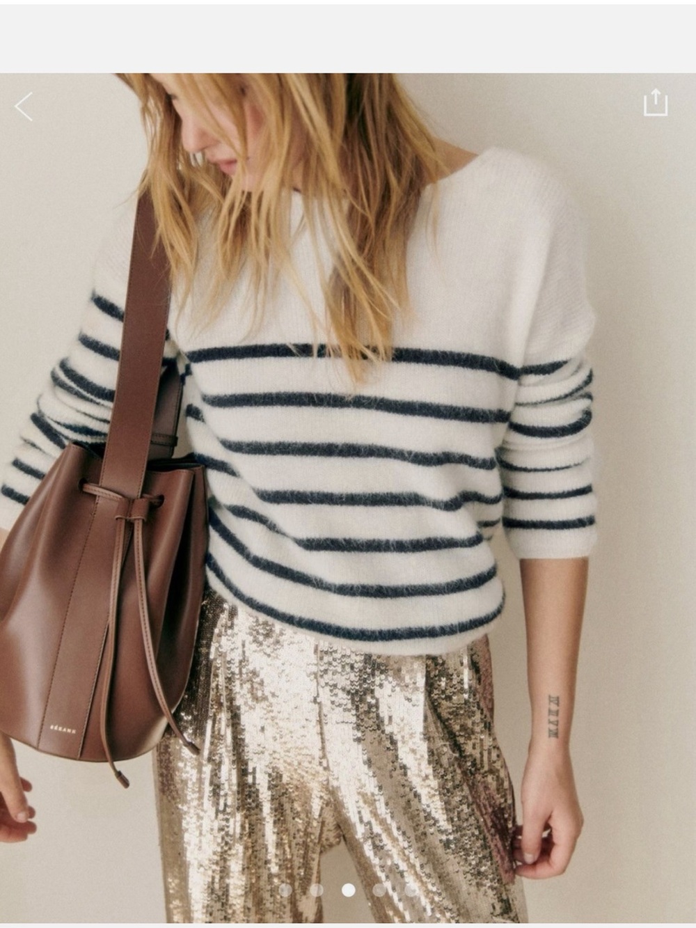Sezane Gaspard Sweater, Size Small, Navy Ecru - Picture 3 of 7